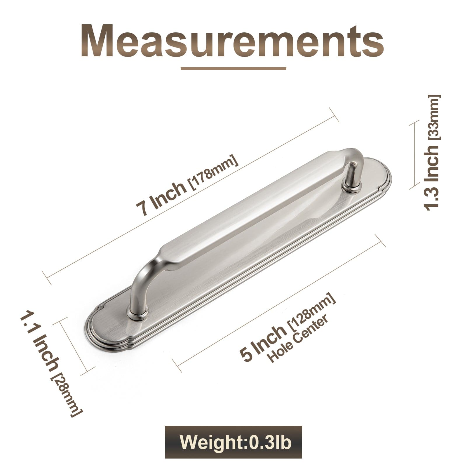 2 Pack Antique Brass Cabinet Pulls with Back Plate Zinc Alloy Drawer Handle with Long Back Plate