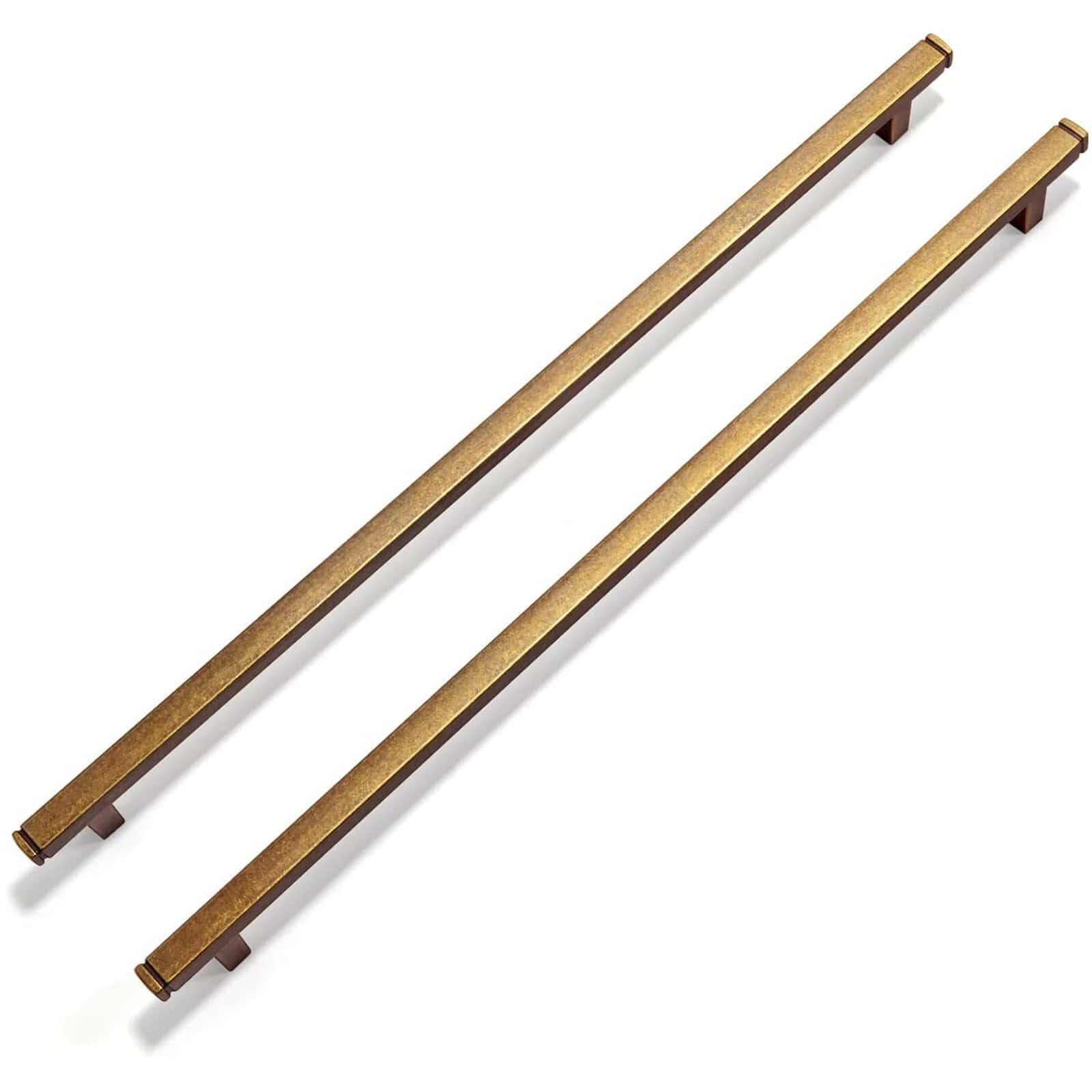 Goo-Ki Antique Brass / 10'' Hole Center Vintage Brass Drawer Handles Retro Straight Bar Pull Solid Cabinet Pulls 6 Pack