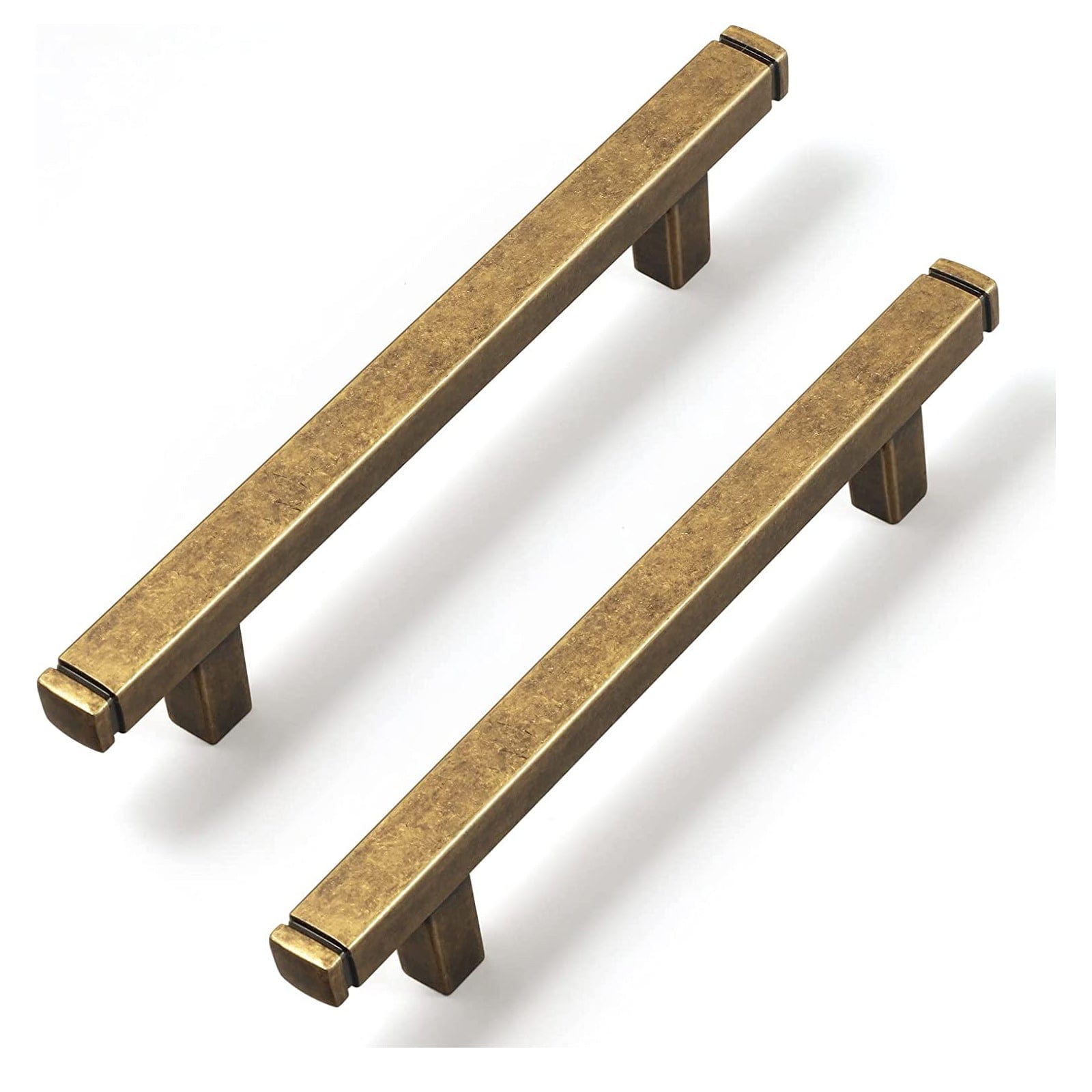 Goo-Ki Antique Brass / 3.78'' Hole Center / 6 PCS Vintage Brass Drawer Handles Retro Straight Bar Pull Solid Cabinet Pulls