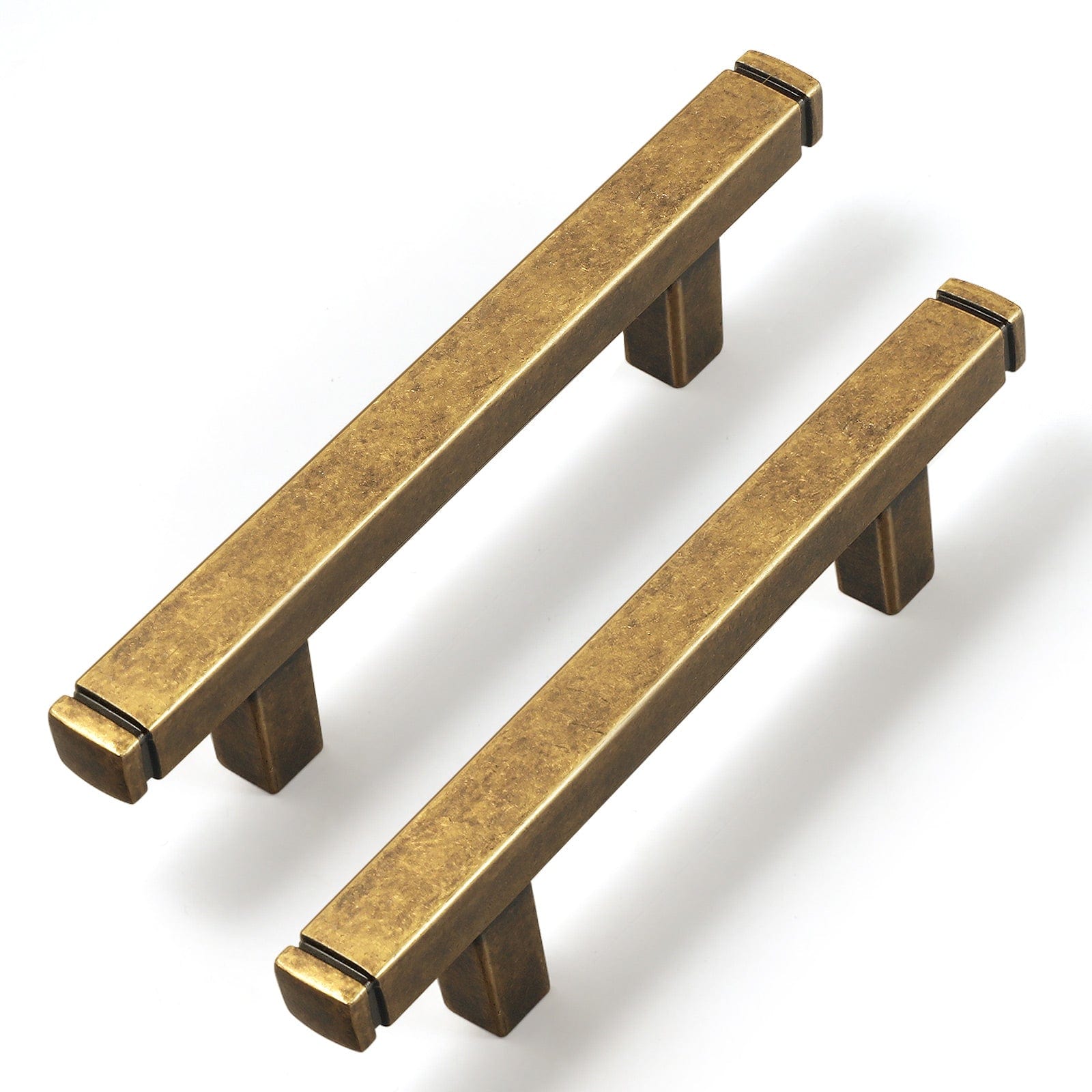 Goo-Ki Antique Brass / 3'' Hole Center / 6 PCS Vintage Brass Drawer Handles Retro Straight Bar Pull Solid Cabinet Pulls