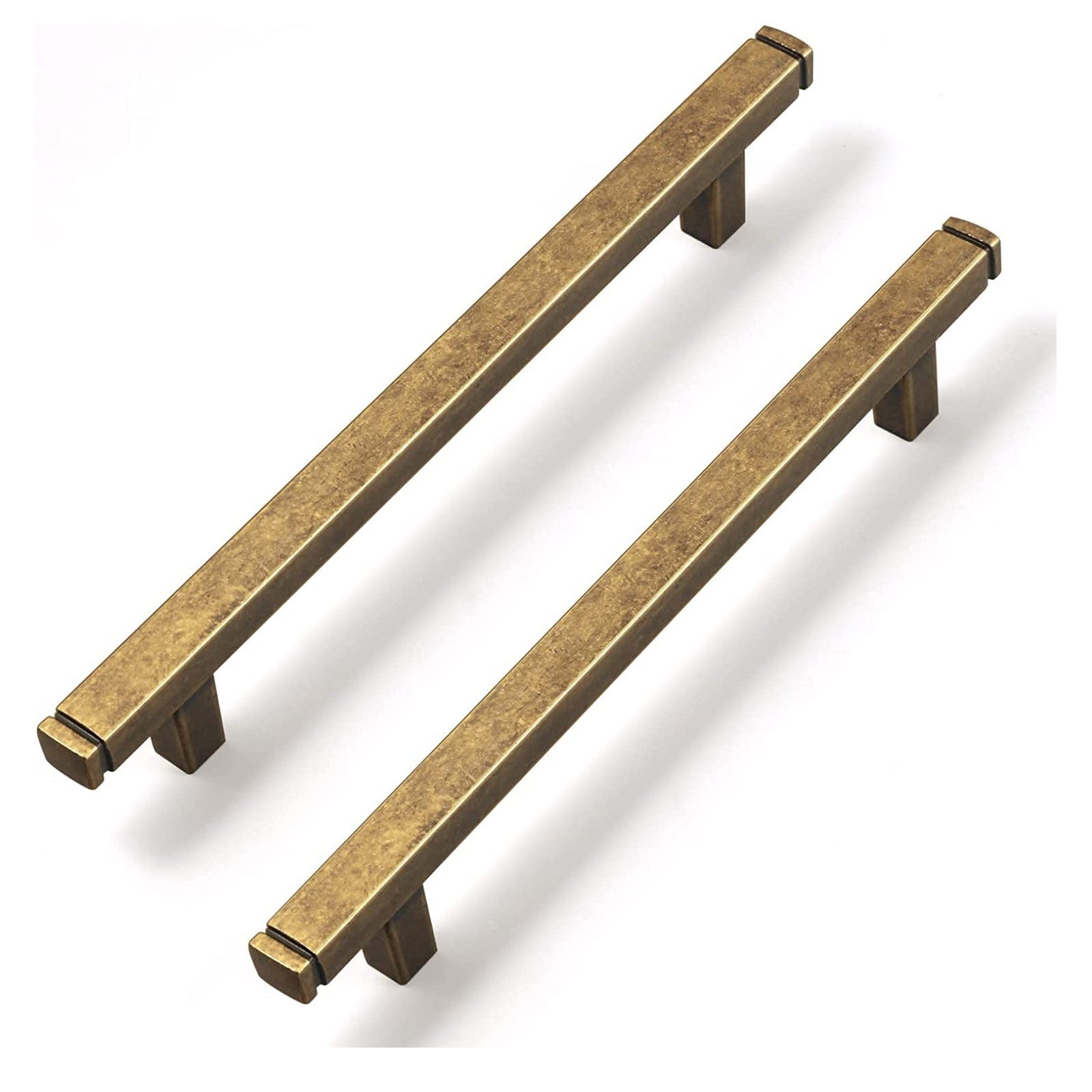 Goo-Ki Antique Brass / 5'' Hole Center / 6 PCS Vintage Brass Drawer Handles Retro Straight Bar Pull Solid Cabinet Pulls