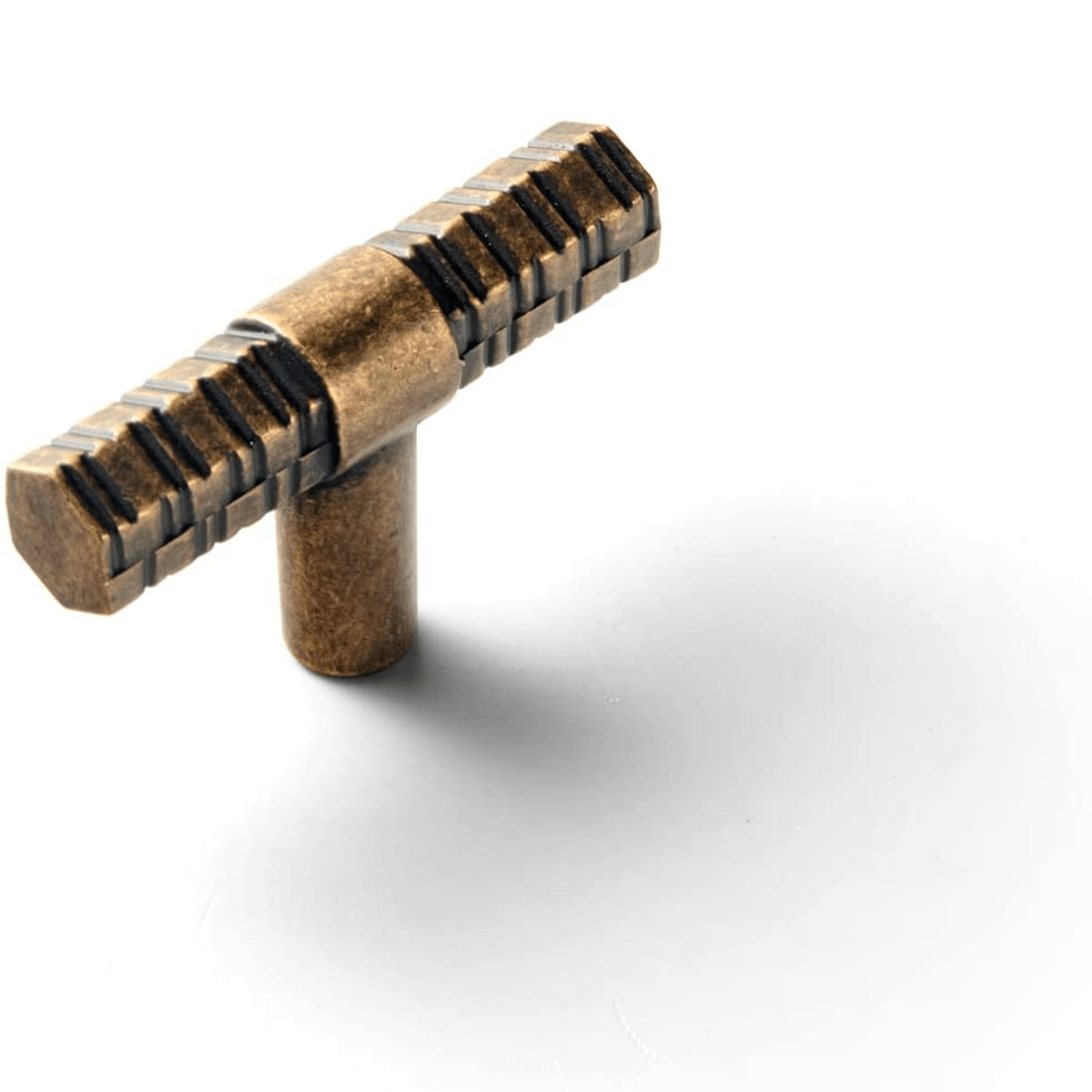 Goo-Ki Antique Brass / Knob Vintage Kitchen Cabinet T-Bar Pulls Knurled Antique Cabinet Handles 6 Pack
