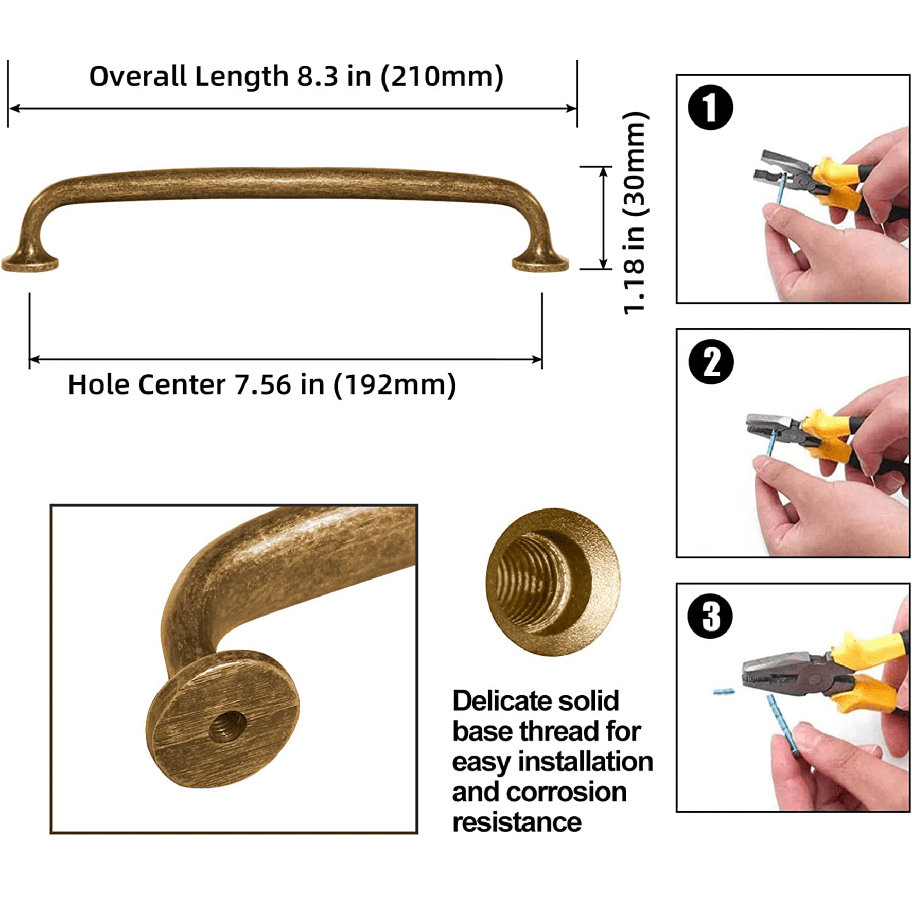 Goo-Ki Antique Bronze Drawer Pulls Solid Vintage Retro Bar Pull Furniture Hardware 6 Pack