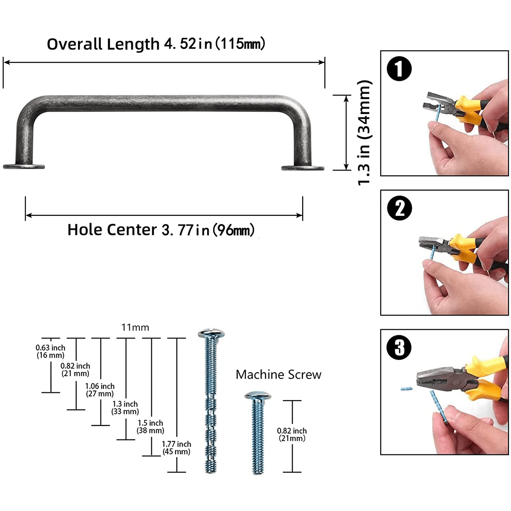 Goo-Ki Antique Drawer Pulls Solid Retro Bar Pull Furniture Hardware for Kitchen 6 Pack