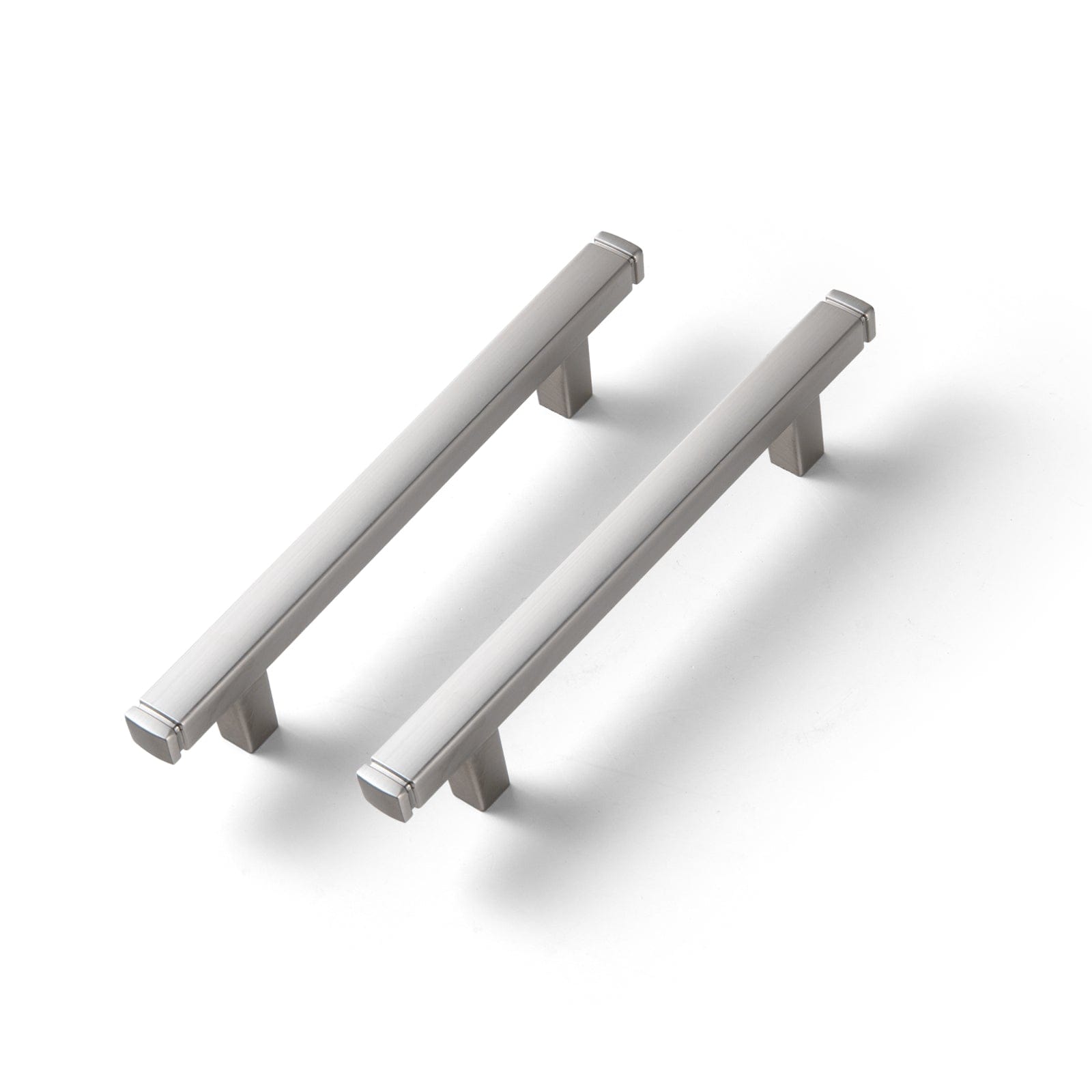 Goo-Ki Brushed Nickel / 3.78'' Hole Center / 6 PCS Vintage Brass Drawer Handles Retro Straight Bar Pull Solid Cabinet Pulls