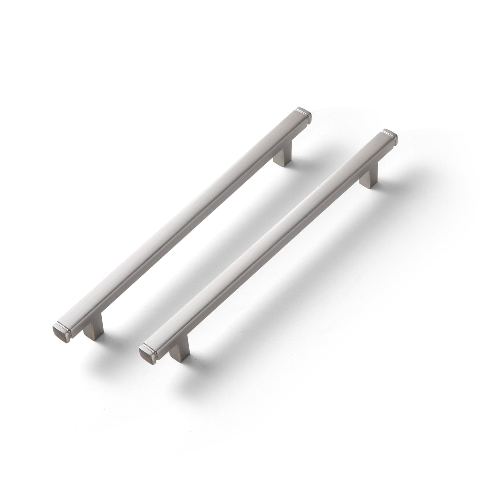 Goo-Ki Brushed Nickel / 6.3'' Hole Center / 6 PCS Vintage Brass Drawer Handles Retro Straight Bar Pull Solid Cabinet Pulls