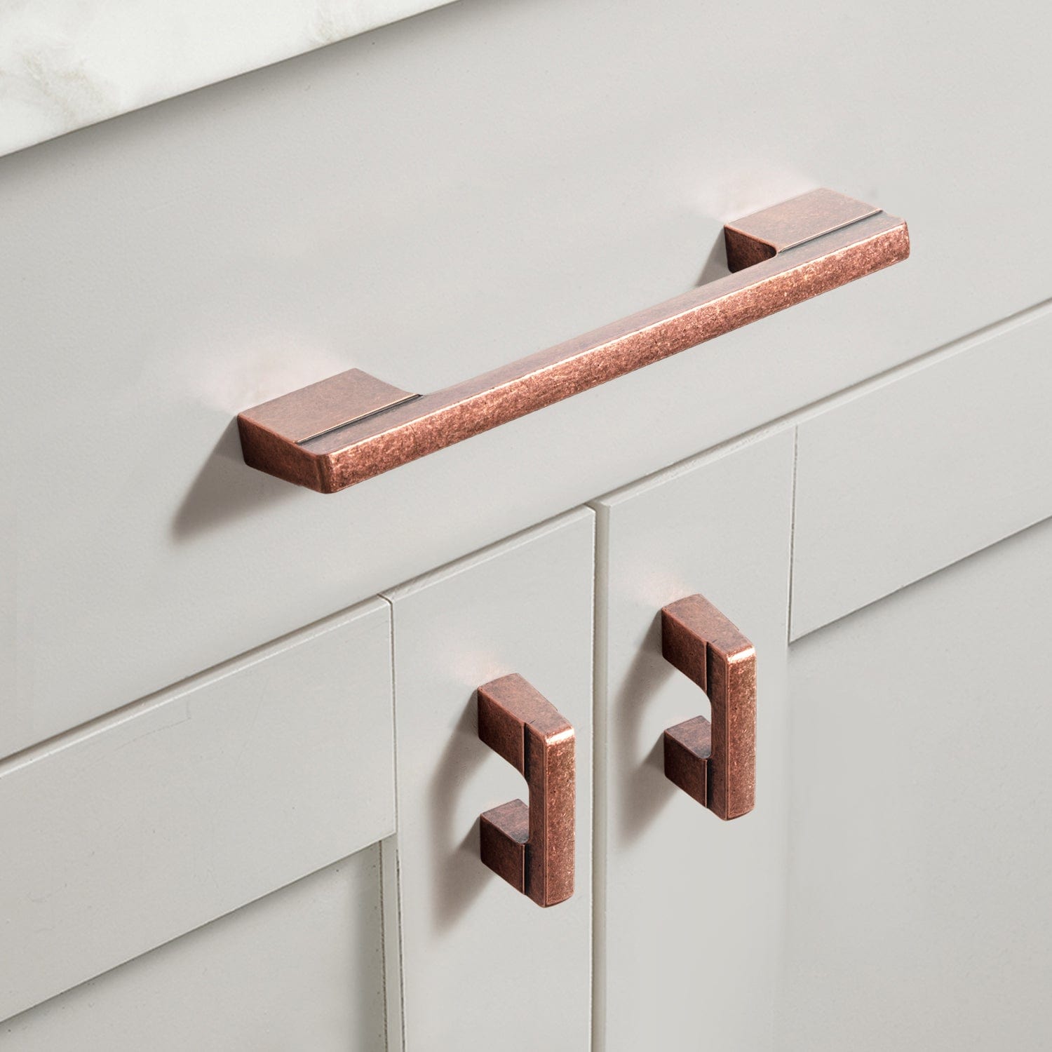 Goo-Ki Classic Vintage Drawer Pulls Retro Antique Solid Cabinet Knobs Dual Mount 6 Pack