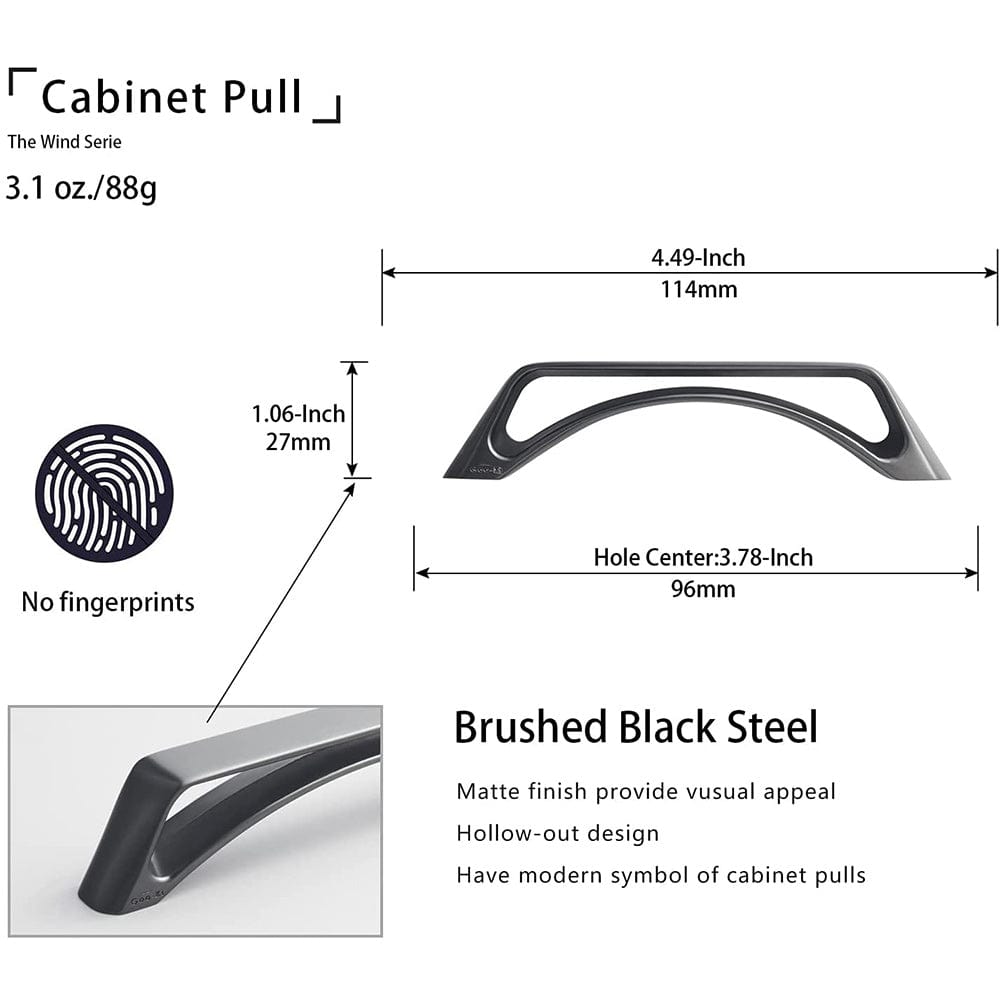 Goo-Ki No-fingerprint Wardrobe Pulls Modern Unique Hollow Knobs Cabinet Pulls 6 Pack