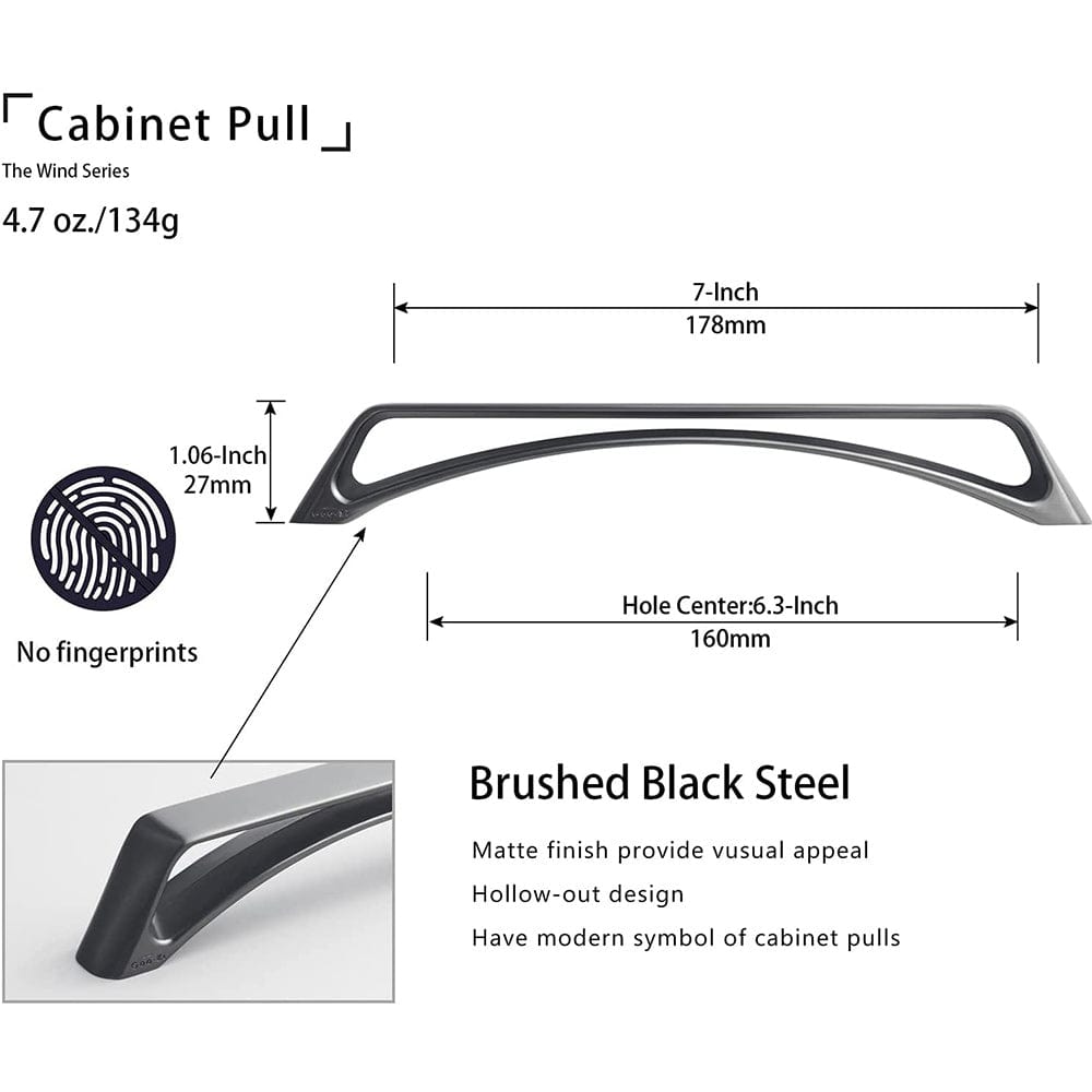 Goo-Ki No-fingerprint Wardrobe Pulls Modern Unique Hollow Knobs Cabinet Pulls 6 Pack