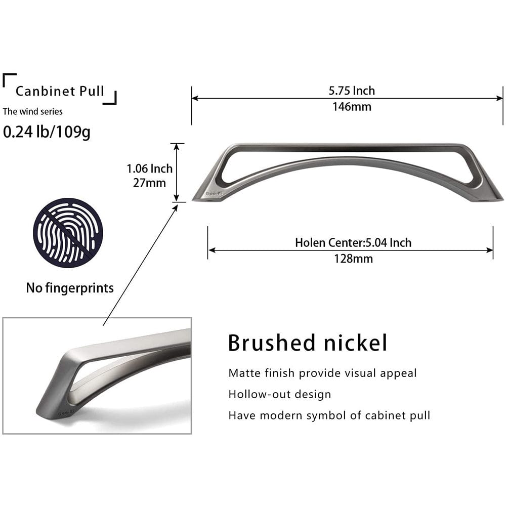 Goo-Ki No-fingerprint Wardrobe Pulls Modern Unique Hollow Knobs Cabinet Pulls 6 Pack