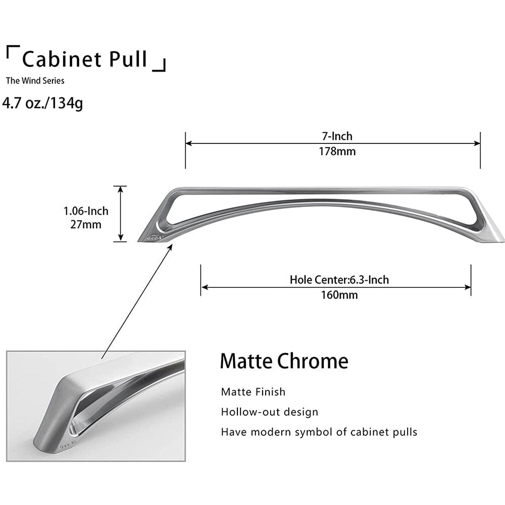 Goo-Ki No-fingerprint Wardrobe Pulls Modern Unique Hollow Knobs Cabinet Pulls 6 Pack