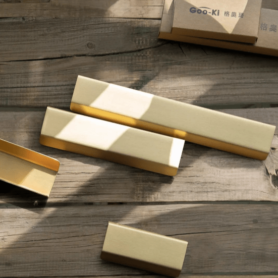 Goo-Ki Pure Brass Matte Finger Pulls Nordic Copper Cabinet Handles Modern Edge Pulls 6 pack