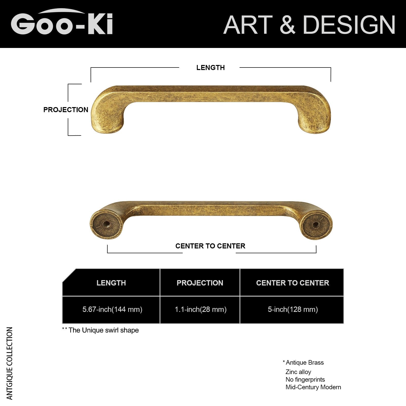 Goo-Ki Retro Drawer Pulls Vintage Hardware Mid-Century Dresser Bar Pulls 6 Pack