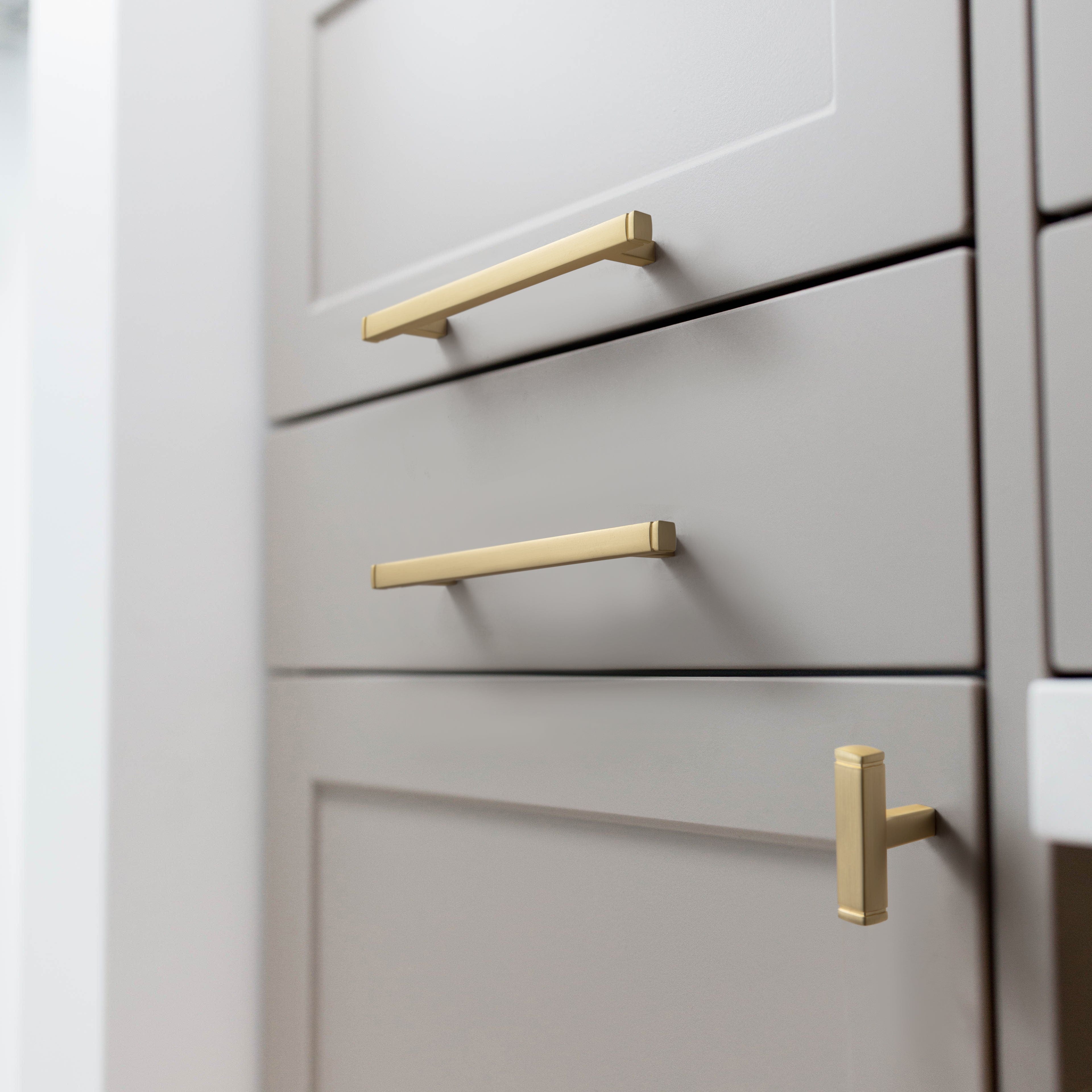 Goo-Ki Vintage Brass Drawer Handles Retro Straight Bar Pull Solid Cabinet Pulls
