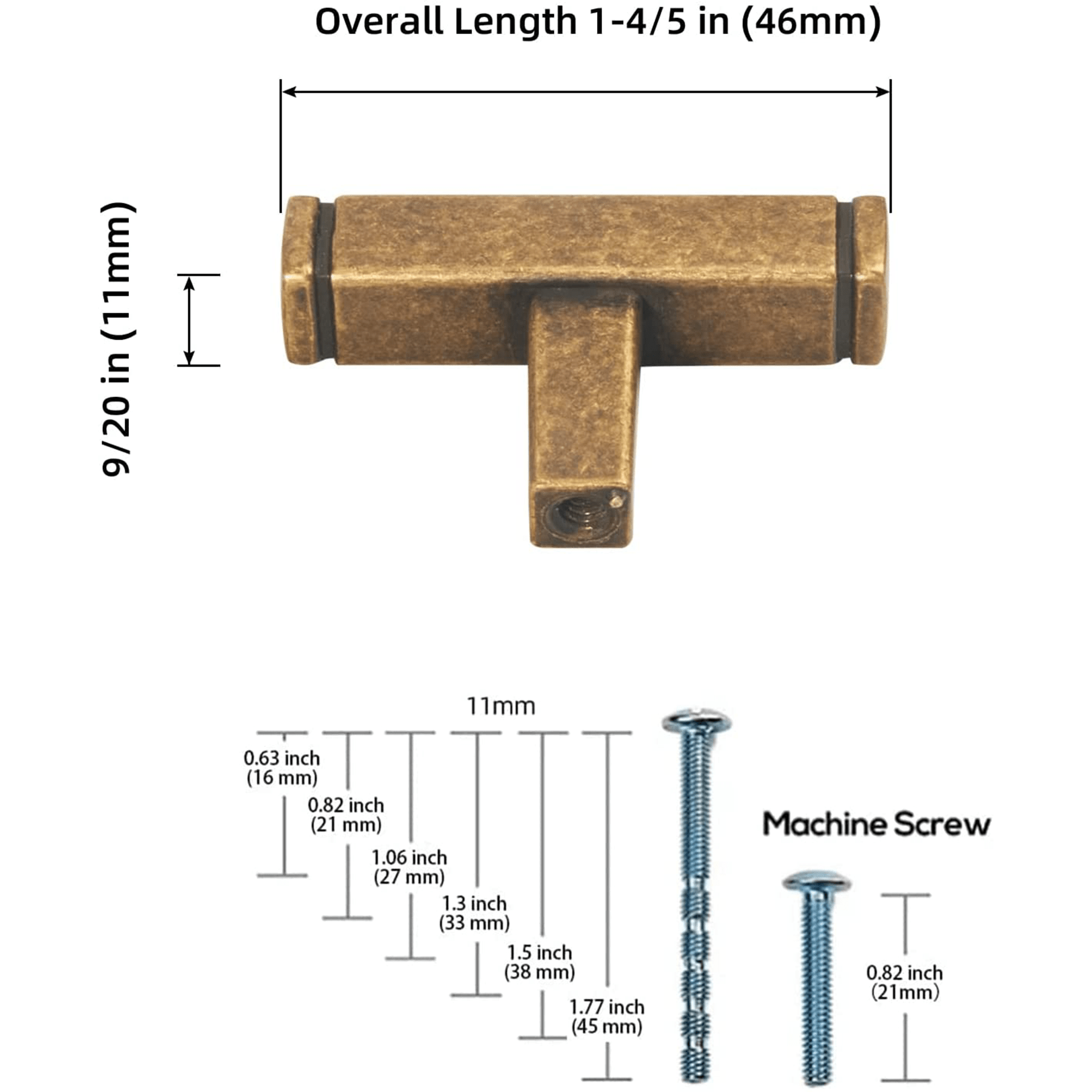 Goo-Ki Vintage Brass Drawer Handles Retro Straight Bar Pull Solid Cabinet Pulls 6 Pack