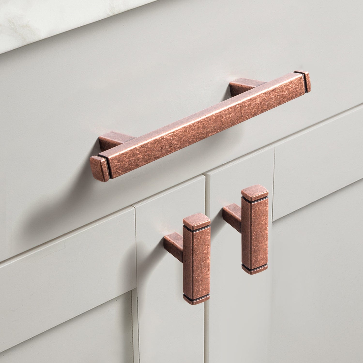 Goo-Ki Vintage Brass Drawer Handles Retro Straight Bar Pull Solid Cabinet Pulls 6 Pack