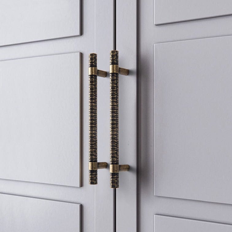 Goo-Ki Vintage Kitchen Cabinet T-Bar Pulls Knurled Antique Cabinet Handles 6 Pack