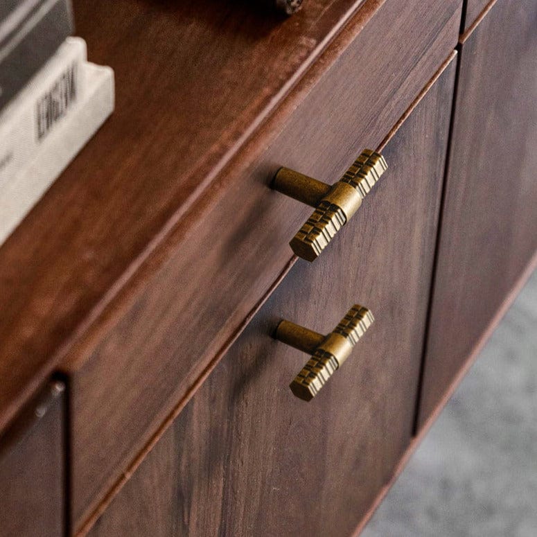 Goo-Ki Vintage Kitchen Cabinet T-Bar Pulls Knurled Antique Cabinet Handles 6 Pack