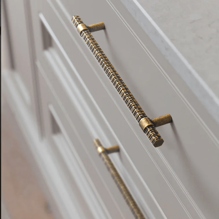 Goo-Ki Vintage Kitchen Cabinet T-Bar Pulls Knurled Antique Cabinet Handles 6 Pack